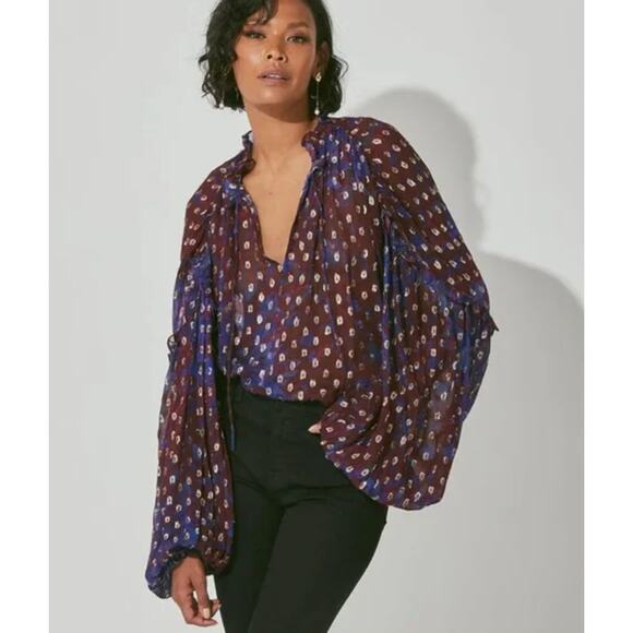 CLEOBELLA NWT Evereve  Dara Shimmer Dot Blouse // L - Picture 1 of 14